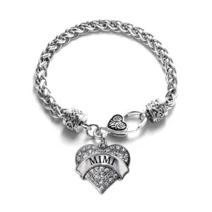 Silver Mimi Pave Heart Charm Braided Bracelet