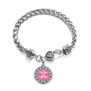 Silver My Gigi is a Fighter Breast Cancer Awareness Circle Charm Braided Bracelet