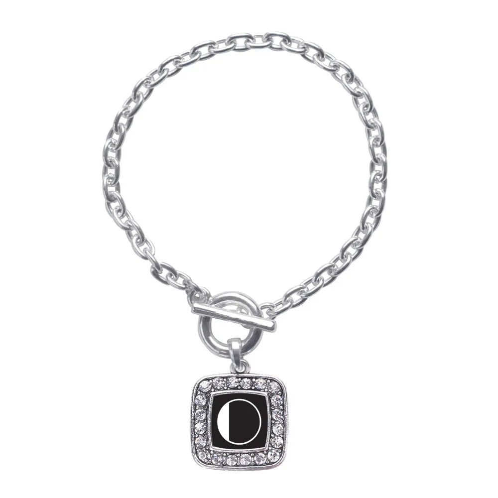 Silver My Vintage Initials - Letter O Square Charm Toggle Bracelet