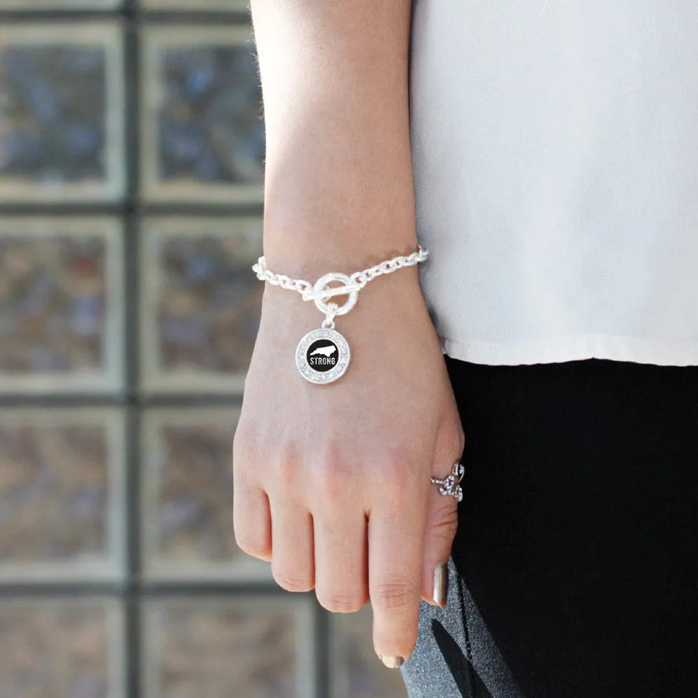 Silver North Carolina Strong Circle Charm Toggle Bracelet