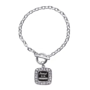 Silver Proud To Be Iroquois Square Charm Toggle Bracelet