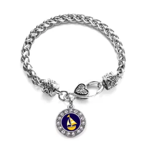 Silver Sailboat Circle Charm Braided Bracelet