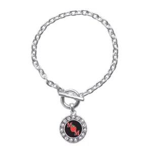 Silver Teacher Mom Circle Charm Toggle Bracelet