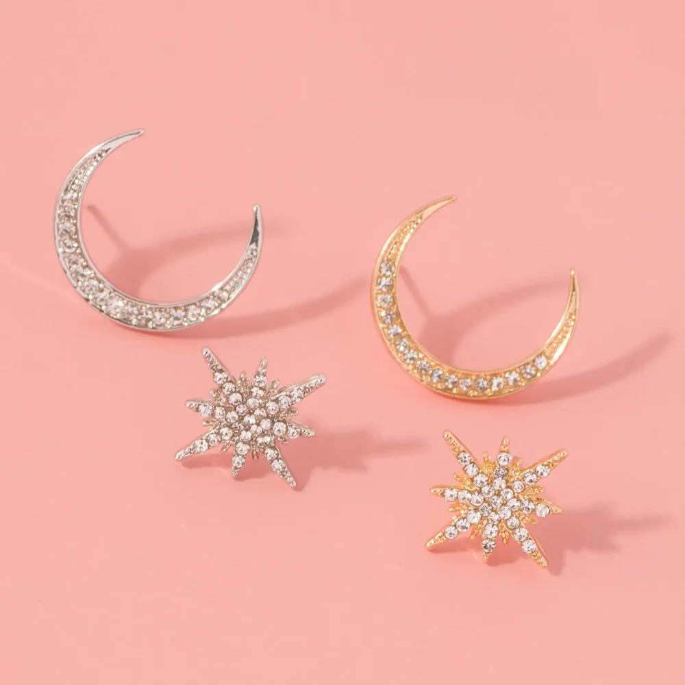 Star and Moon Drop Earrings