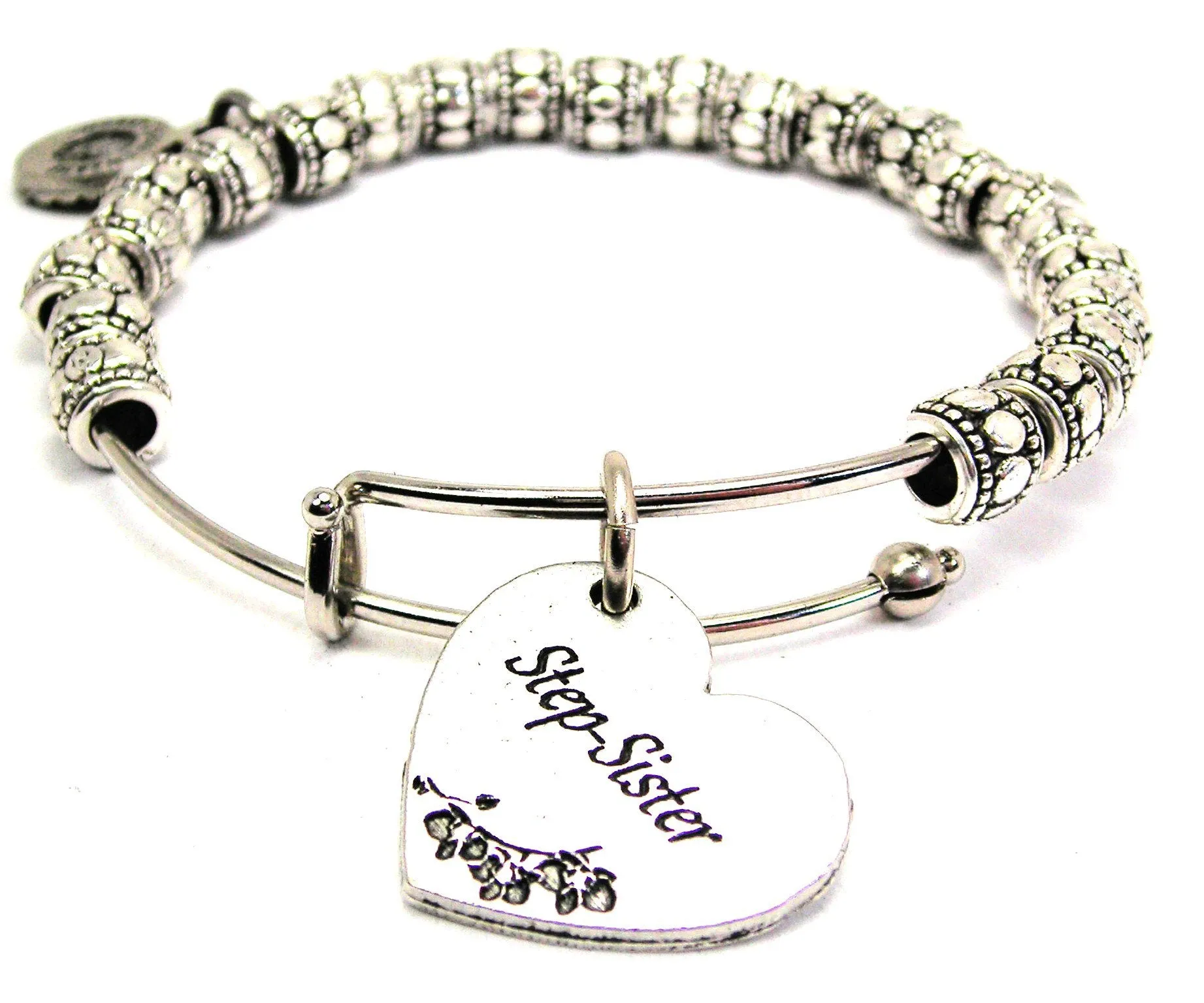 Step-Sister Heart Metal Beaded Bracelet