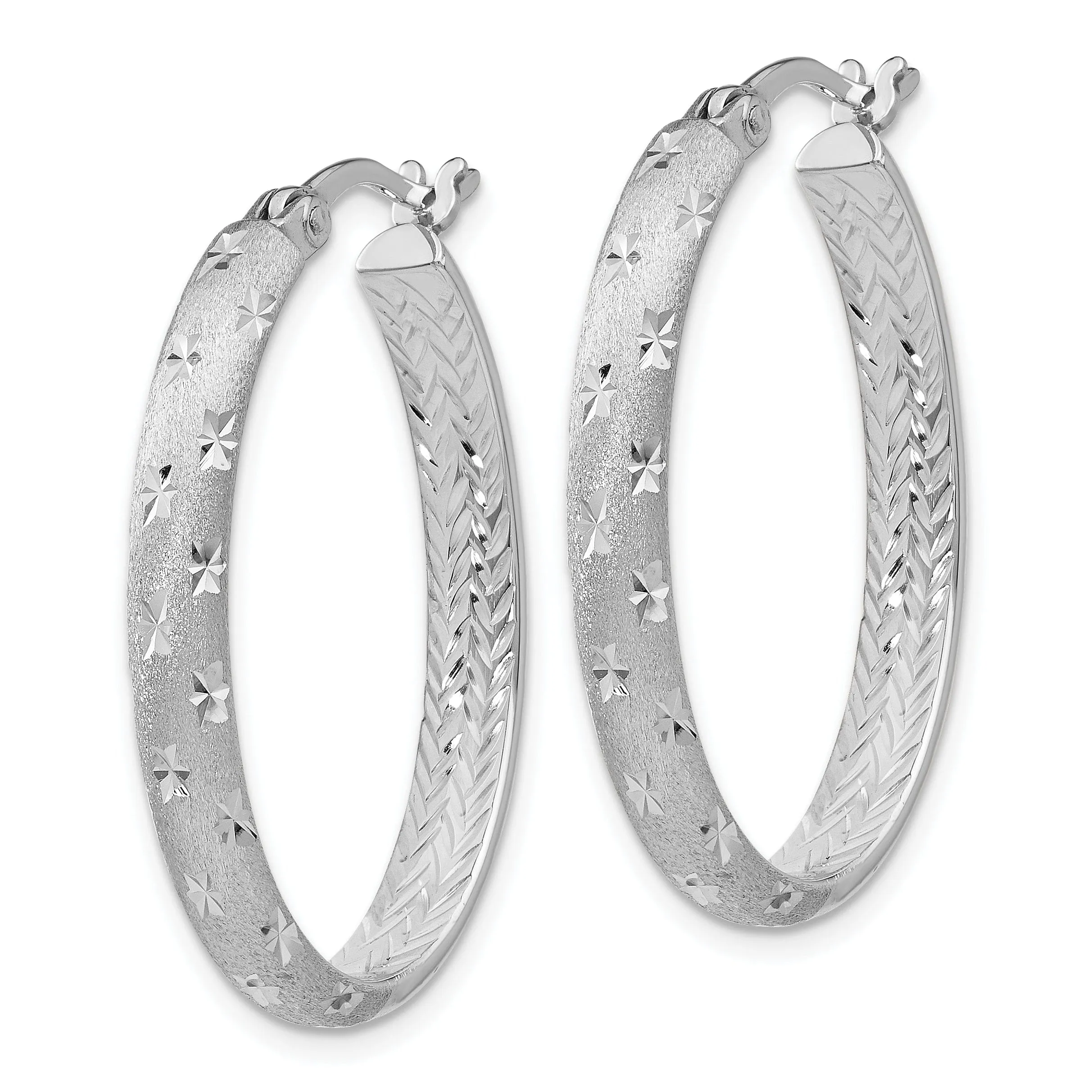 Sterling Silver Rhodium In Out D.C Oval Earring