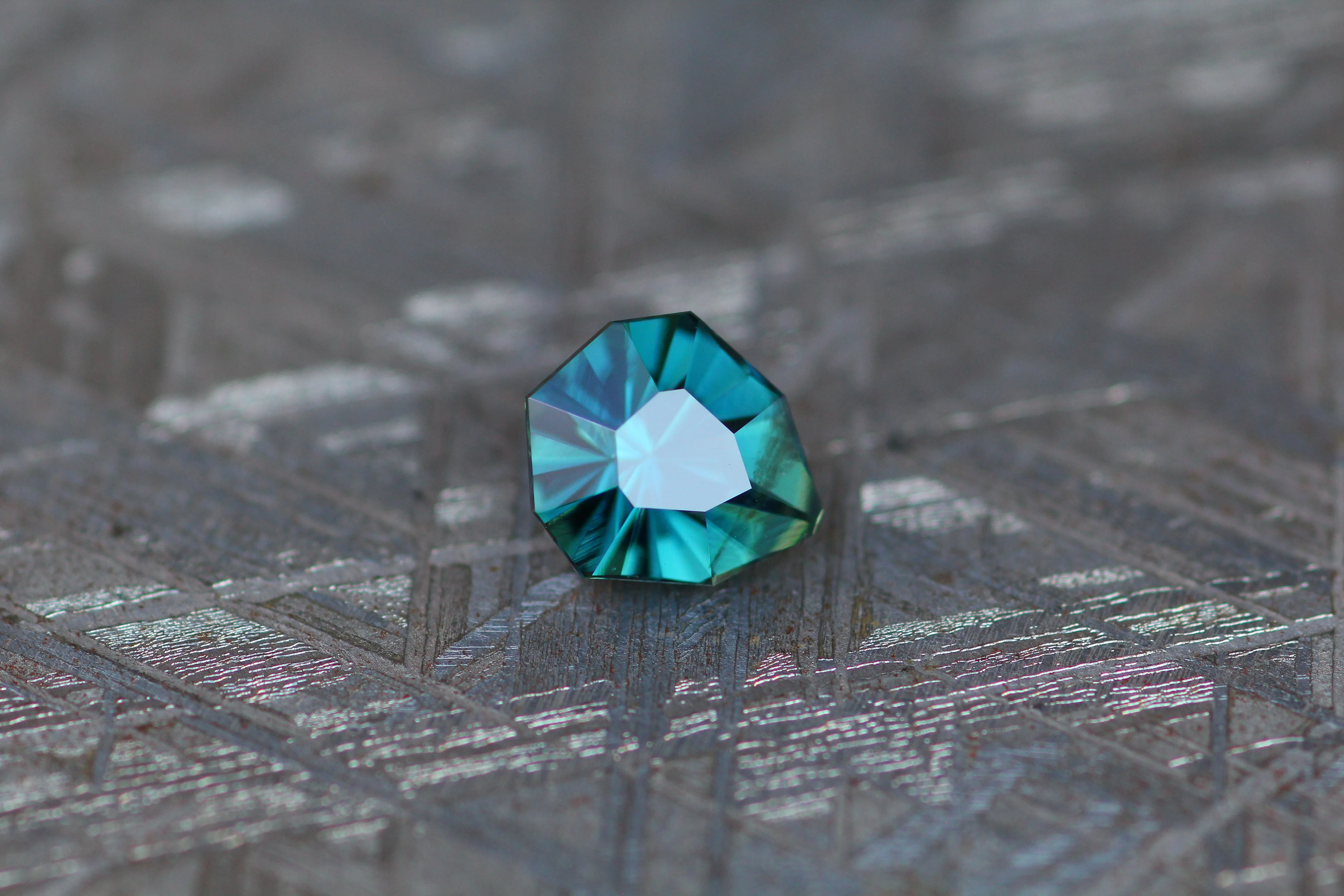 Teal Sapphire Shield - 1.36carats, Freeform Cut - 7.3x6.4mm