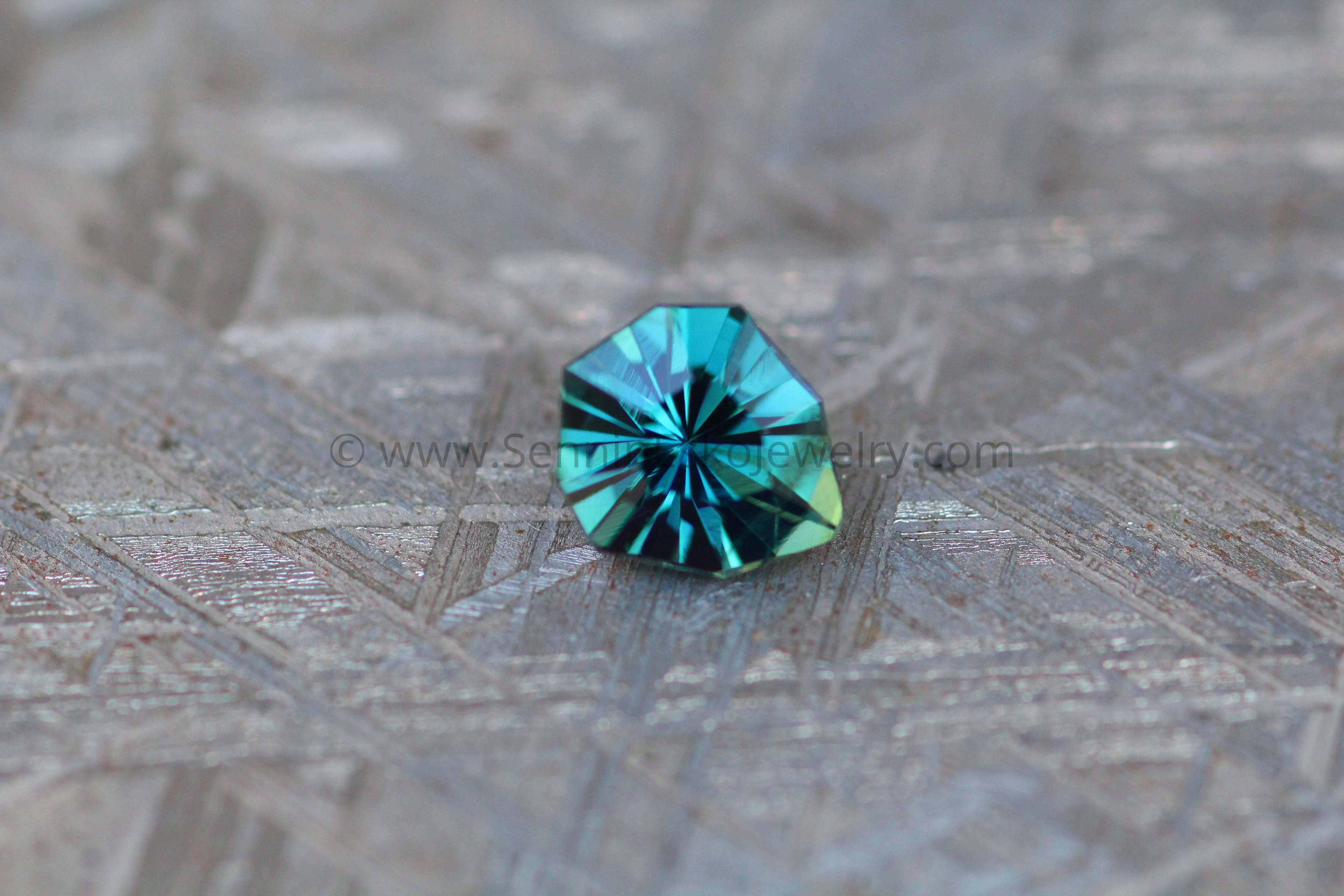 Teal Sapphire Shield - 1.36carats, Freeform Cut - 7.3x6.4mm