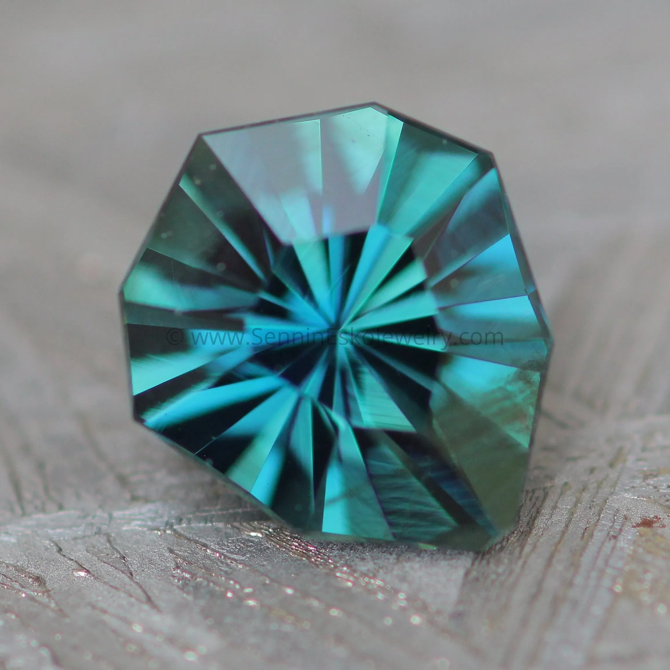 Teal Sapphire Shield - 1.36carats, Freeform Cut - 7.3x6.4mm