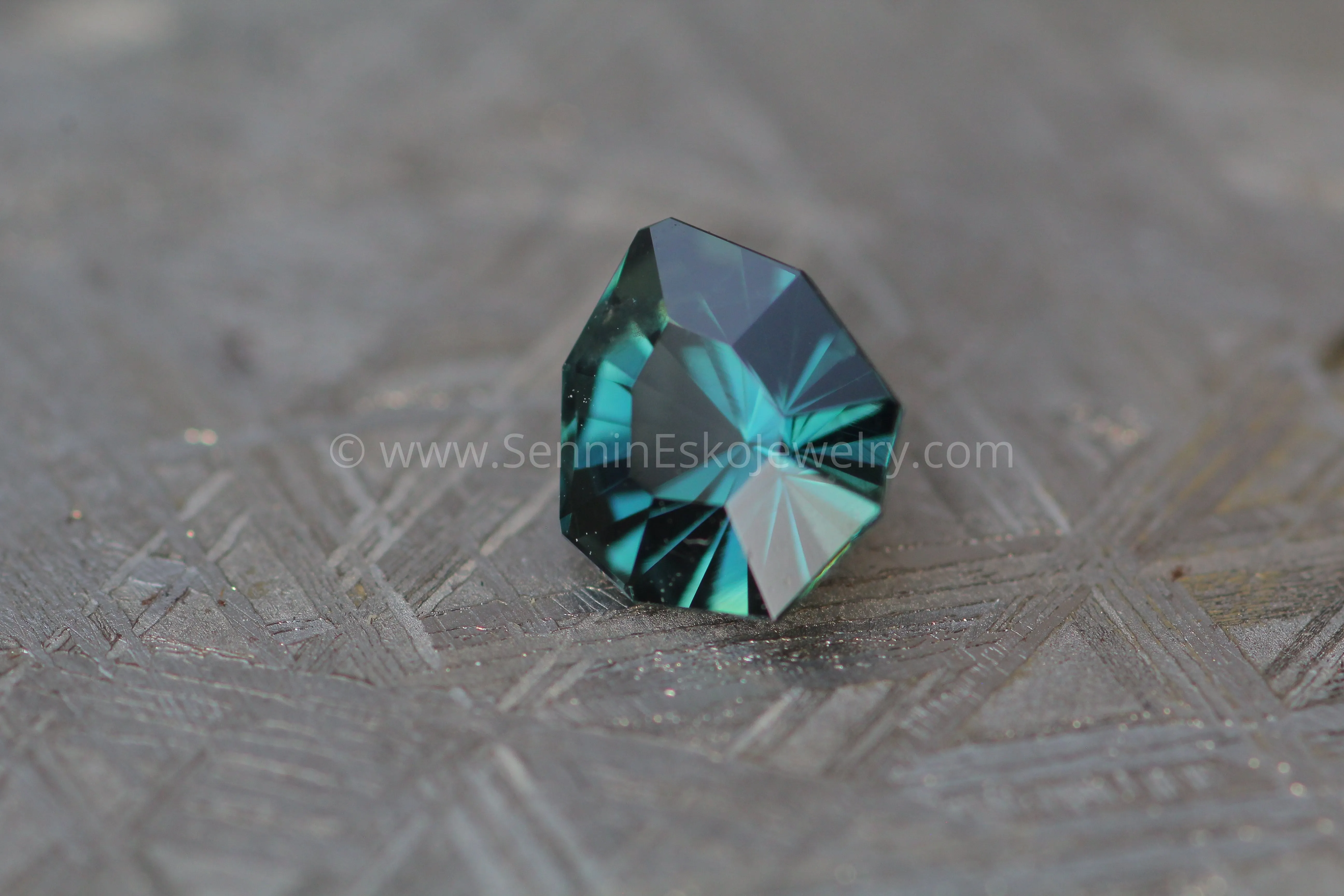 Teal Sapphire Shield - 1.36carats, Freeform Cut - 7.3x6.4mm