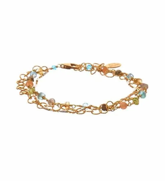 Three Strand Neutrals Gemstone Bracelet