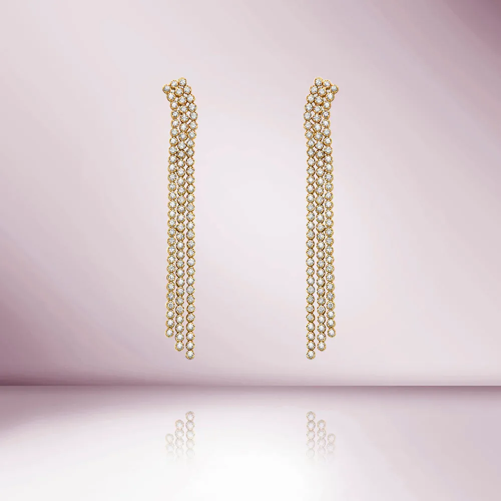 Triple Line Drop Diamond Tennis Earrings (2.00 ct.) in 14K Gold