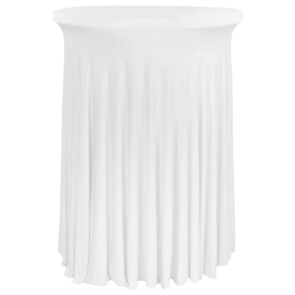 Wavy Spandex Cocktail Table Cover 30"-32" Round - White