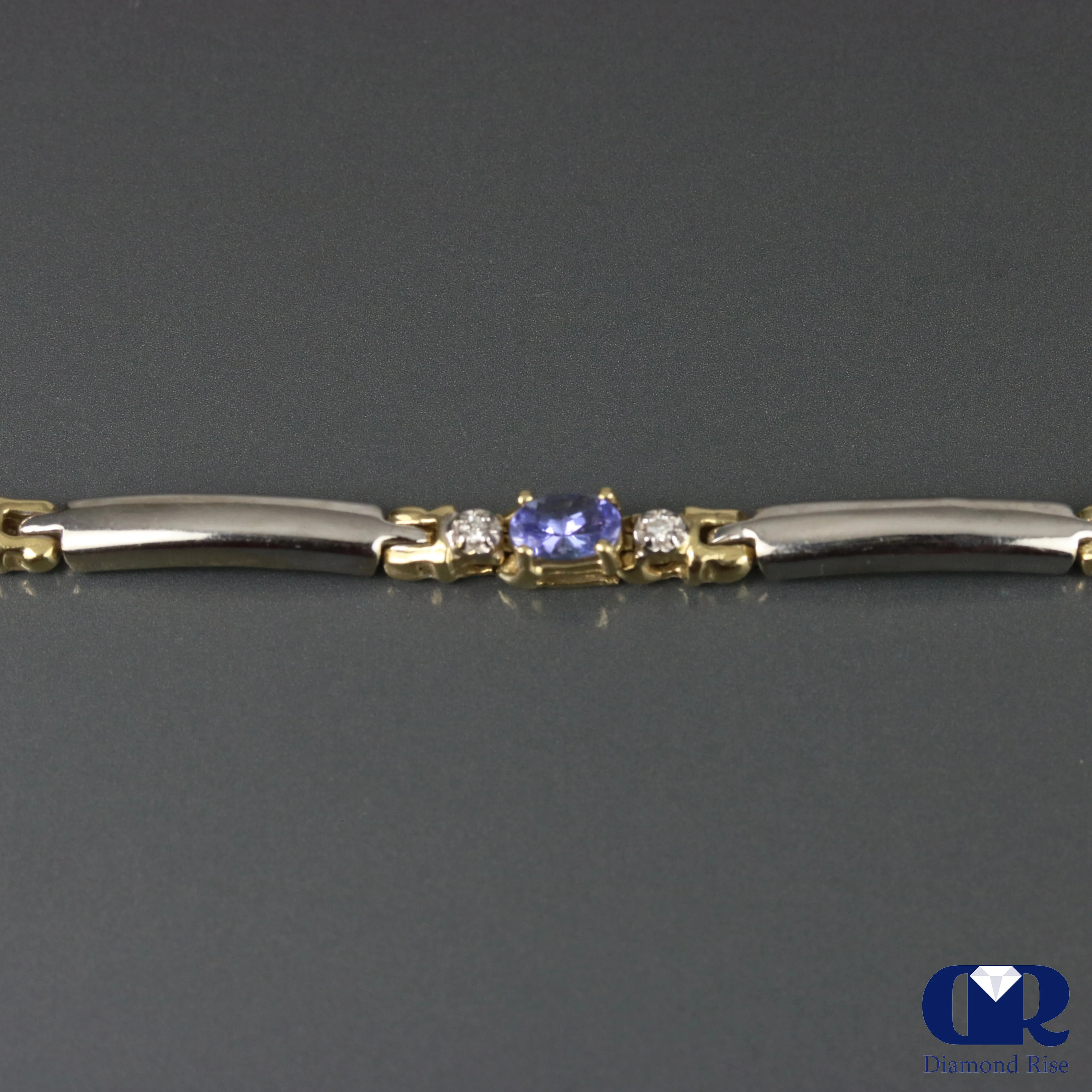 Women's Tanzanite & Diamond Tennis Bracelet In 14K Yellow & White Gold