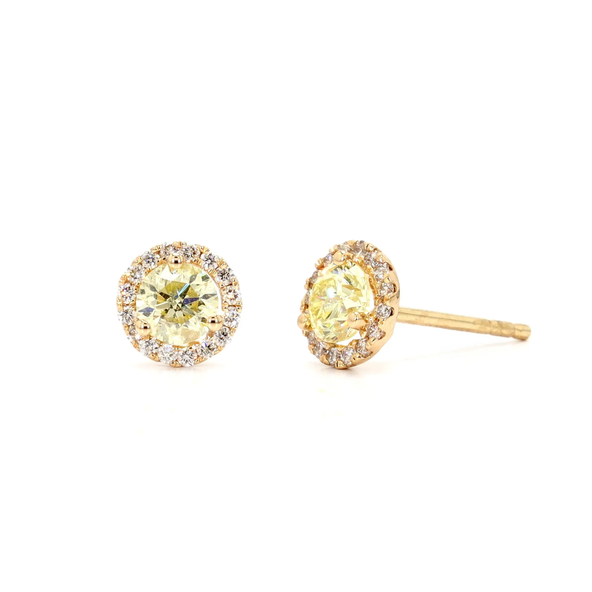 Yellow Diamond Halo Studs