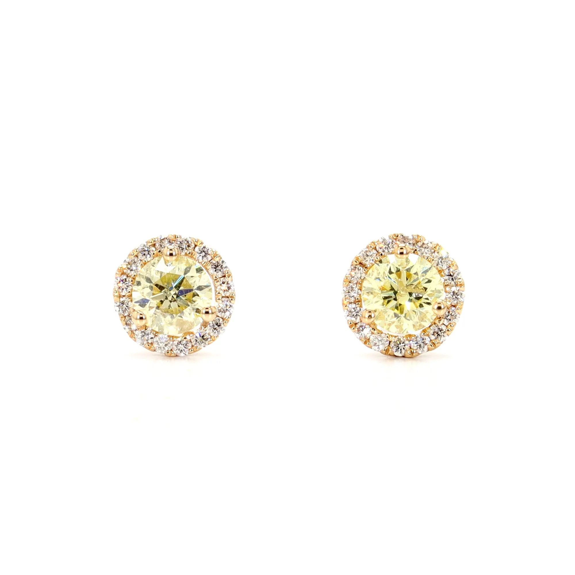 Yellow Diamond Halo Studs